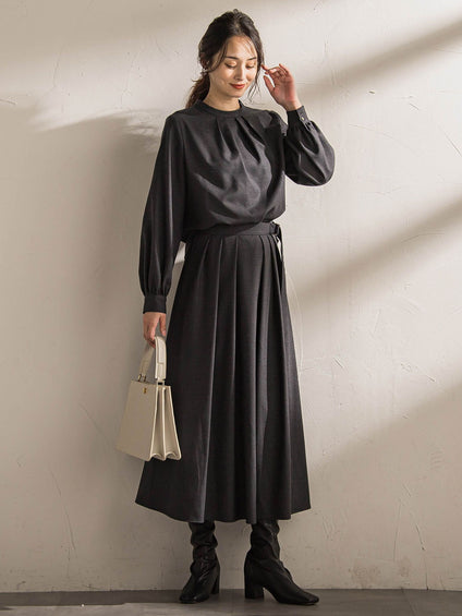 ウールブレンドストレッチブラウス≪セットアップ対応/手洗い可能≫