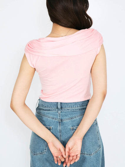 フロントクロスオフショルカットトップス≪手洗い可能≫