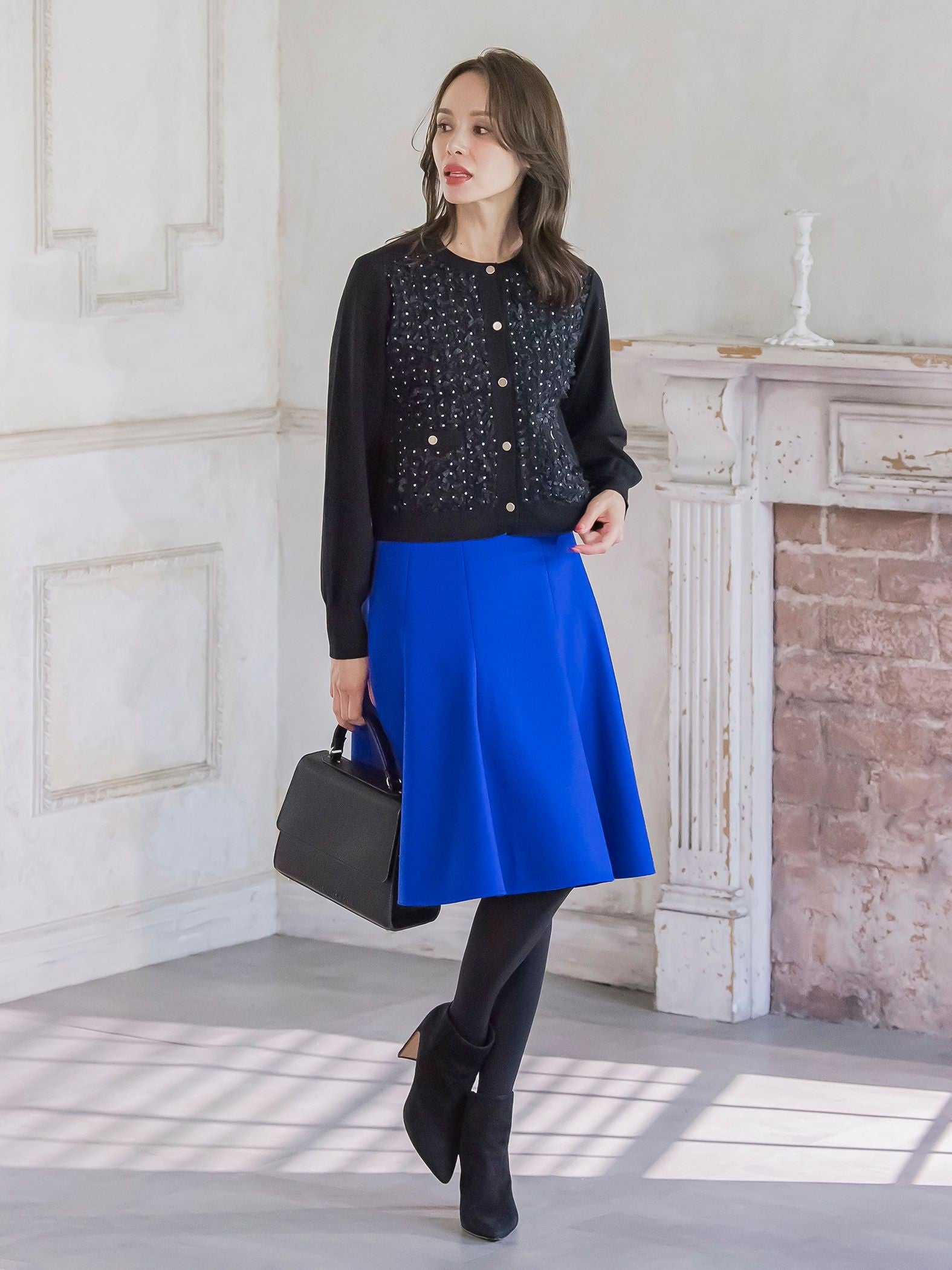 リボンドットツイードカーディガン