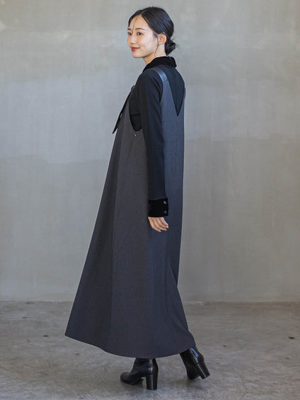 ベロア襟付きニット≪手洗い可能≫