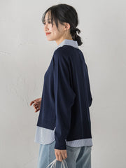 【WEB限定】Vネックブラウス切替えプルオーバー≪手洗い可能≫