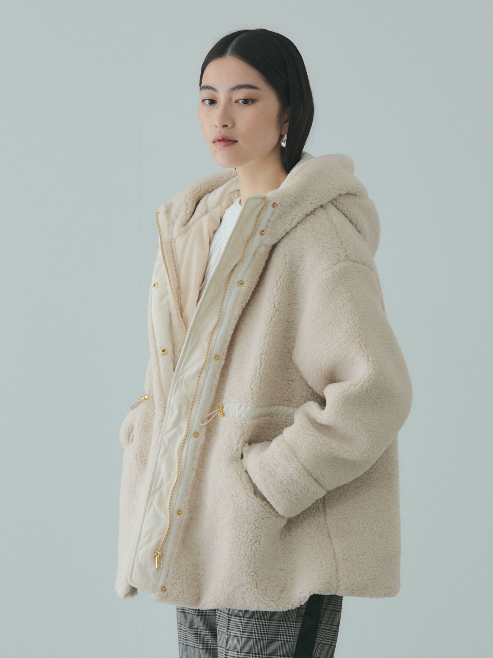 ショートボア中綿ドロストブルゾン