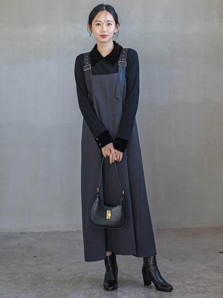 ベロア襟付きニット≪手洗い可能≫