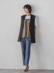 【WEB限定/大きいサイズ】“まるでデニム見え”裾スリットテーパードパンツ