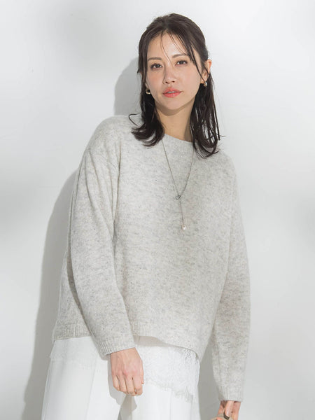 スパンコールクルーネックニット≪洗える≫