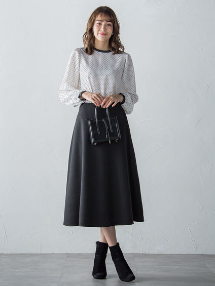 【S/M/L展開】冬仕様 美シルエットロングフレアスカート ≪洗濯機で洗える≫