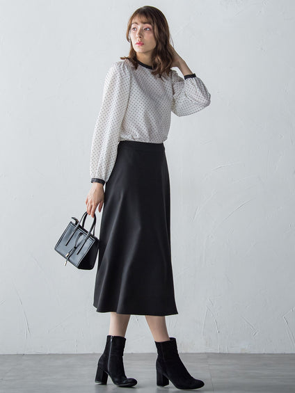 【S/M/L展開】冬仕様 美シルエットロングフレアスカート ≪洗濯機で洗える≫