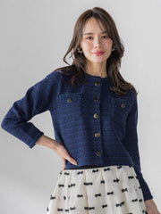 ツイードニットカーディガン