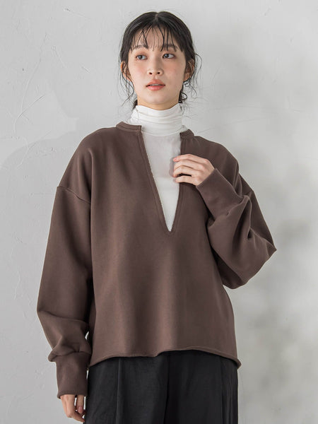 裏毛Vネックカットソー≪手洗い可能≫