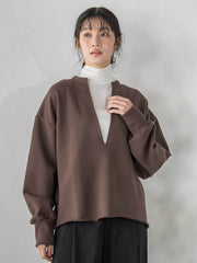 裏毛Vネックカットソー≪手洗い可能≫