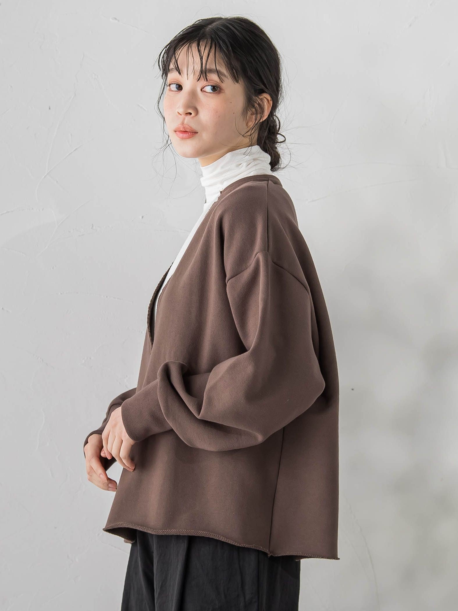 裏毛Vネックカットソー≪手洗い可能≫