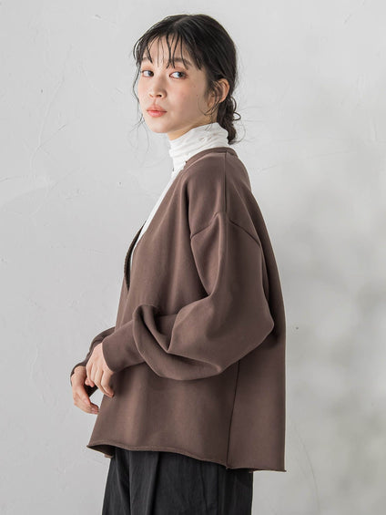 裏毛Vネックカットソー≪手洗い可能≫