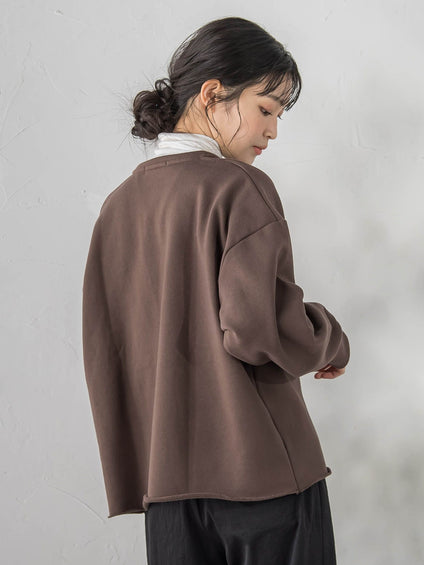 裏毛Vネックカットソー≪手洗い可能≫