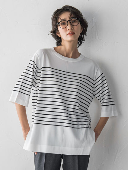 【大きいサイズ】ボーダーTシャツニット