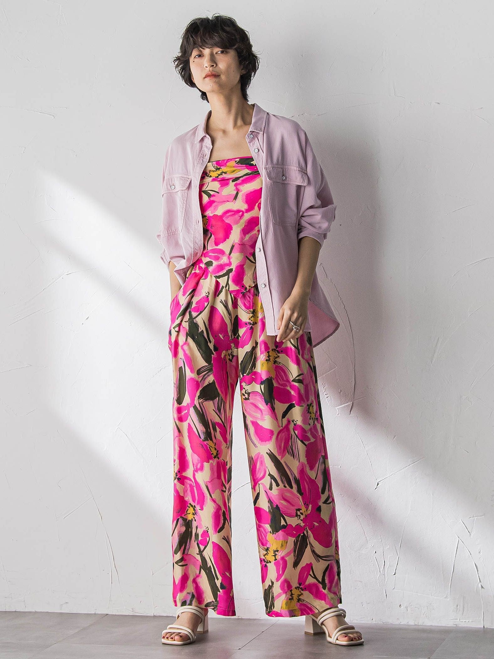 IPEKERフラワープリントイージーワイドパンツ