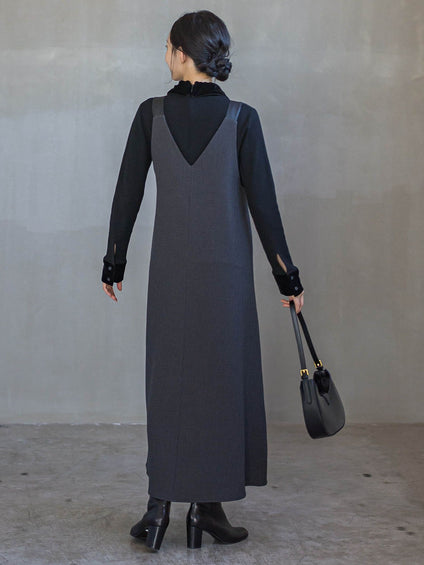 ベロア襟付きニット≪手洗い可能≫