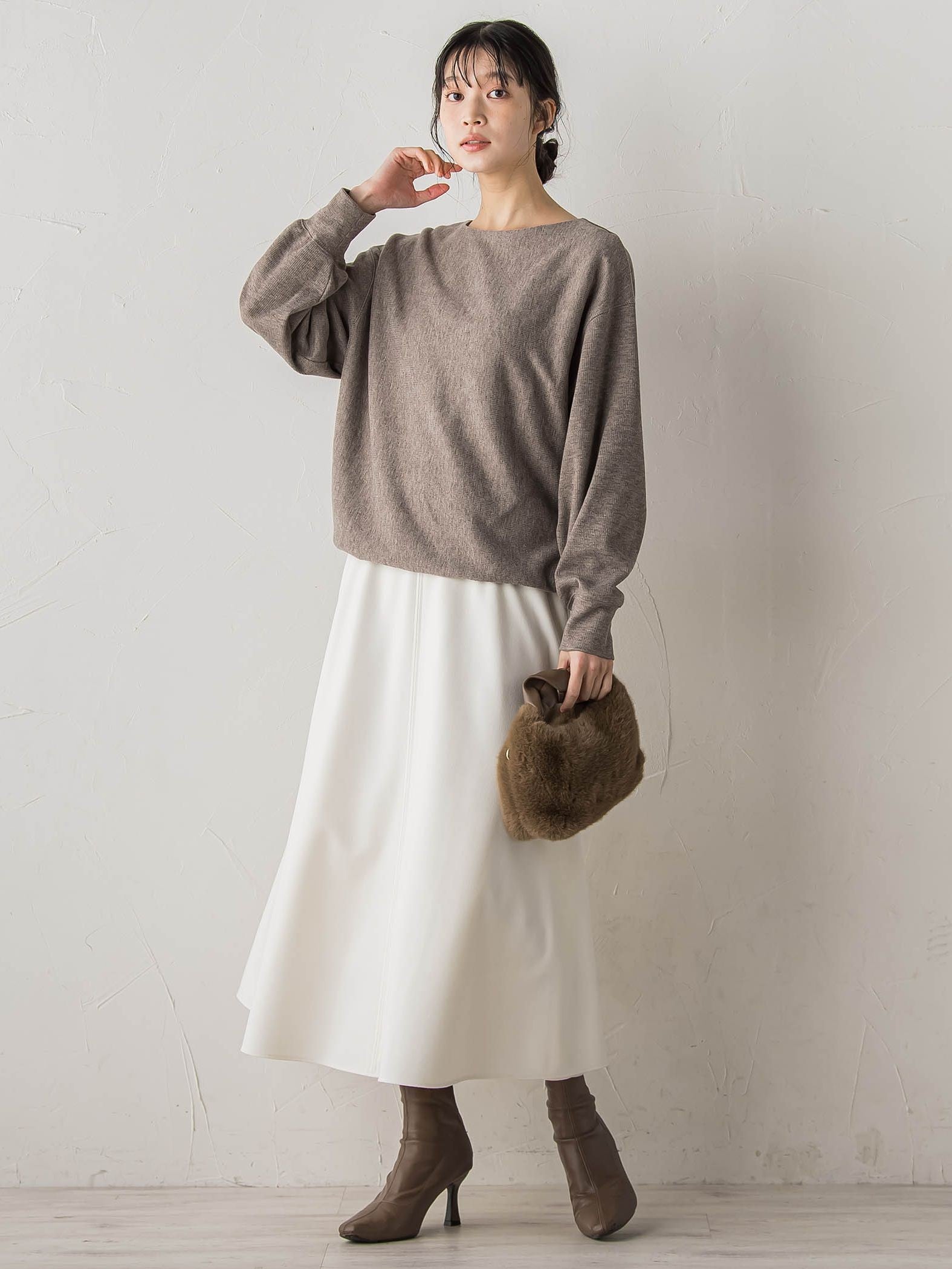 両面起毛ストレッチスカート≪洗濯機で洗える≫