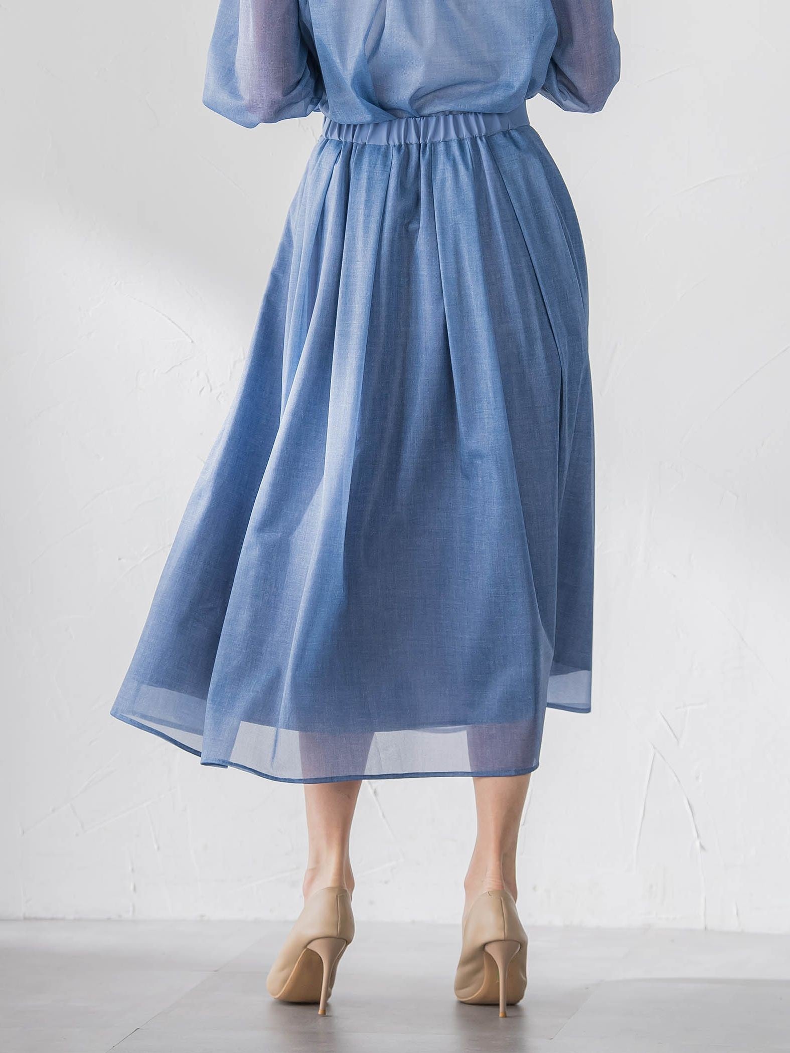 オーガンジーデニムスカート