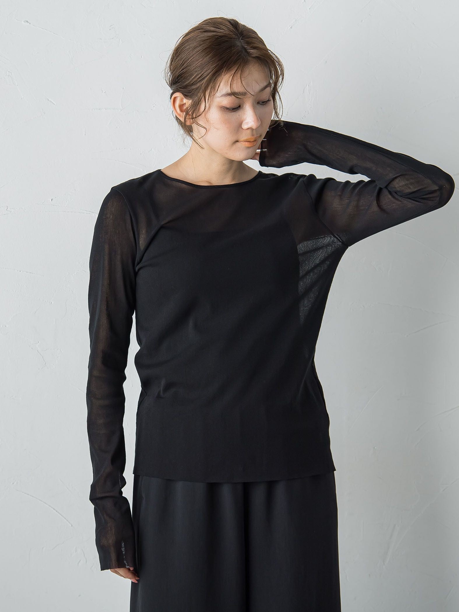 コットンサラチュールカットソー≪手洗い可能≫