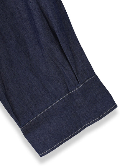 【WEB限定】ドロストクロップドデニムシャツ≪洗濯機で洗える≫