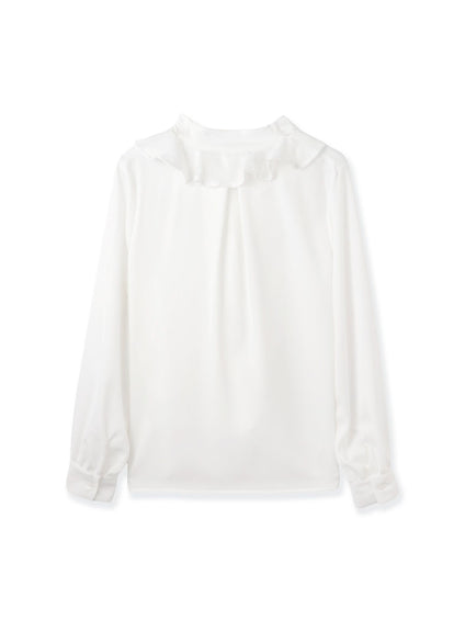 ベネシャンVネックフリルボウタイブラウス