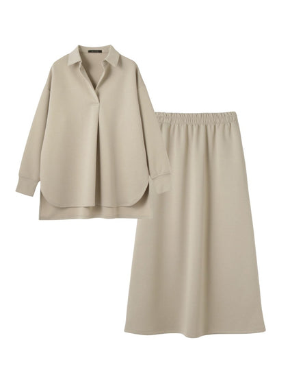 【SET】ダンボールニットスキッパートップ×スカート2ピース