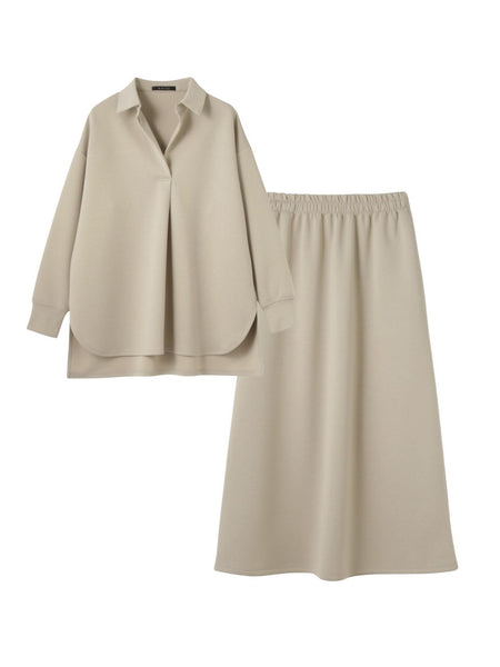 【SET】ダンボールニットスキッパートップ×スカート2ピース