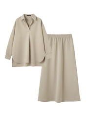 【SET】ダンボールニットスキッパートップ×スカート2ピース