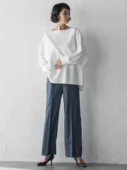 【WEB限定】デニム見えシャンブレーワイドパンツ≪洗濯機で洗える≫
