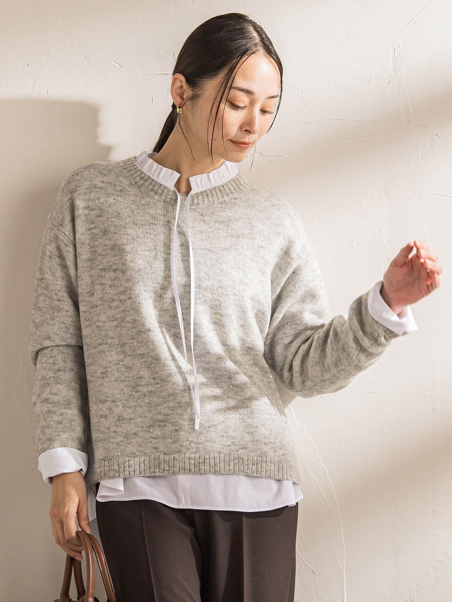 コットンフリルカラーブラウス