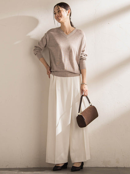 ソフィーツイルストレッチワイドパンツ ≪洗える≫