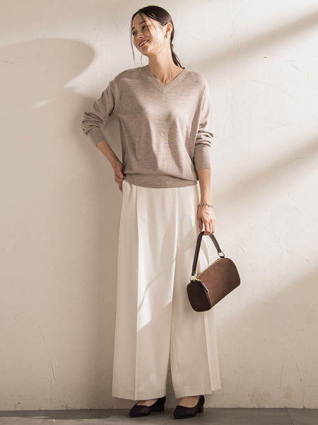 ソフィーツイルストレッチワイドパンツ ≪洗える≫