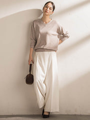 ソフィーツイルストレッチワイドパンツ ≪洗える≫