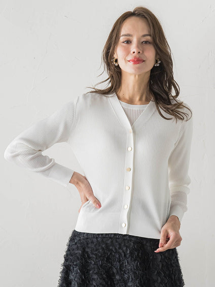 LUCINDAリブニットVカーディガン