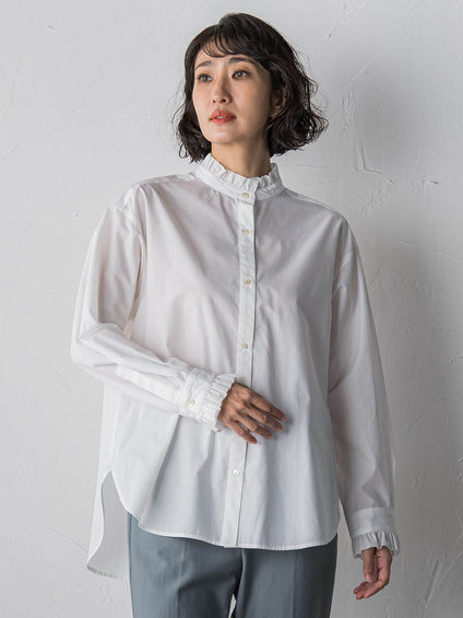 ネックフリルブラウス