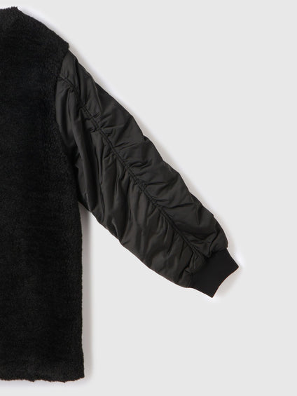 ボア切替ノーカラーミドルコート