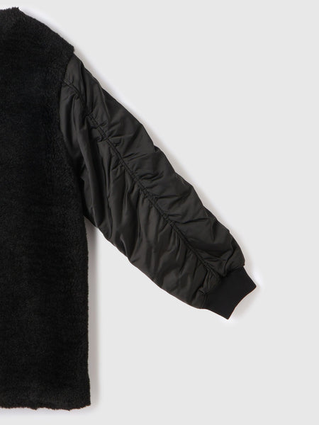 ボア切替ノーカラーミドルコート