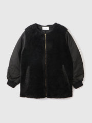 ボア切替ノーカラーミドルコート