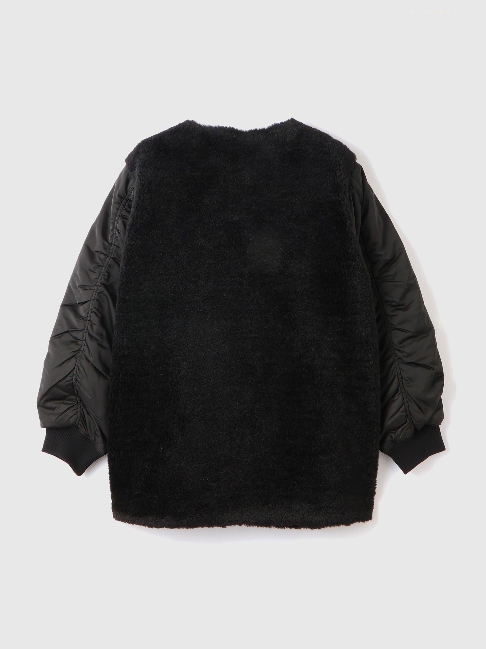 ボア切替ノーカラーミドルコート