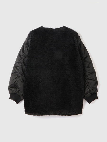 ボア切替ノーカラーミドルコート