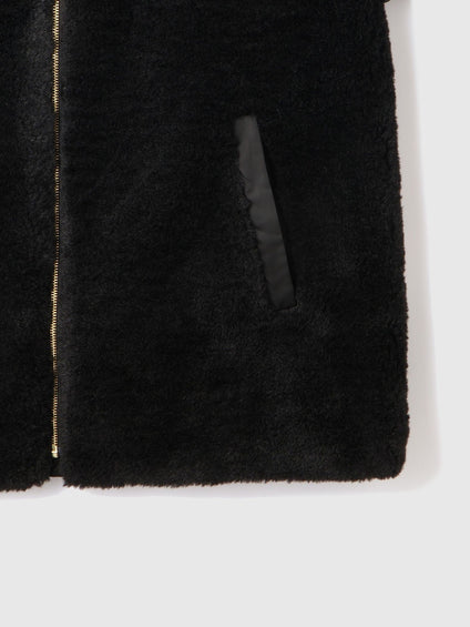 ボア切替ノーカラーミドルコート