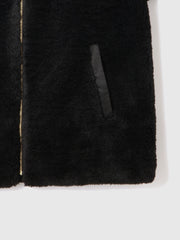 ボア切替ノーカラーミドルコート