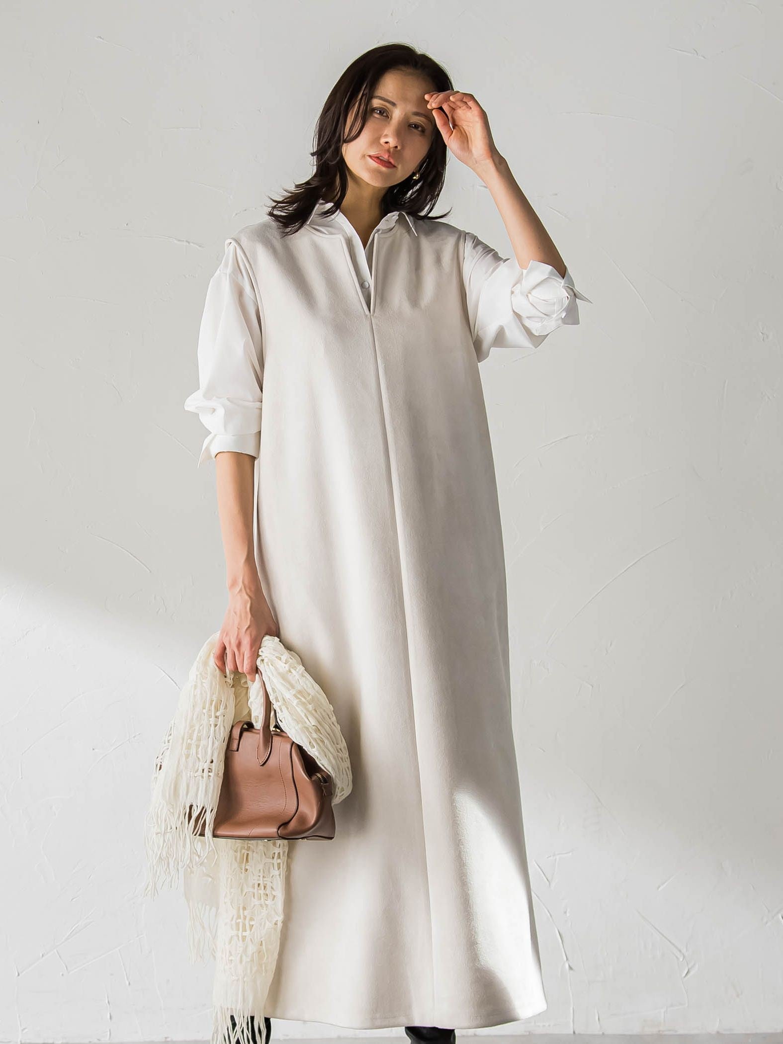 【WEB限定】フェイクスエードワンピース≪洗える≫