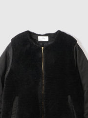 ボア切替ノーカラーミドルコート