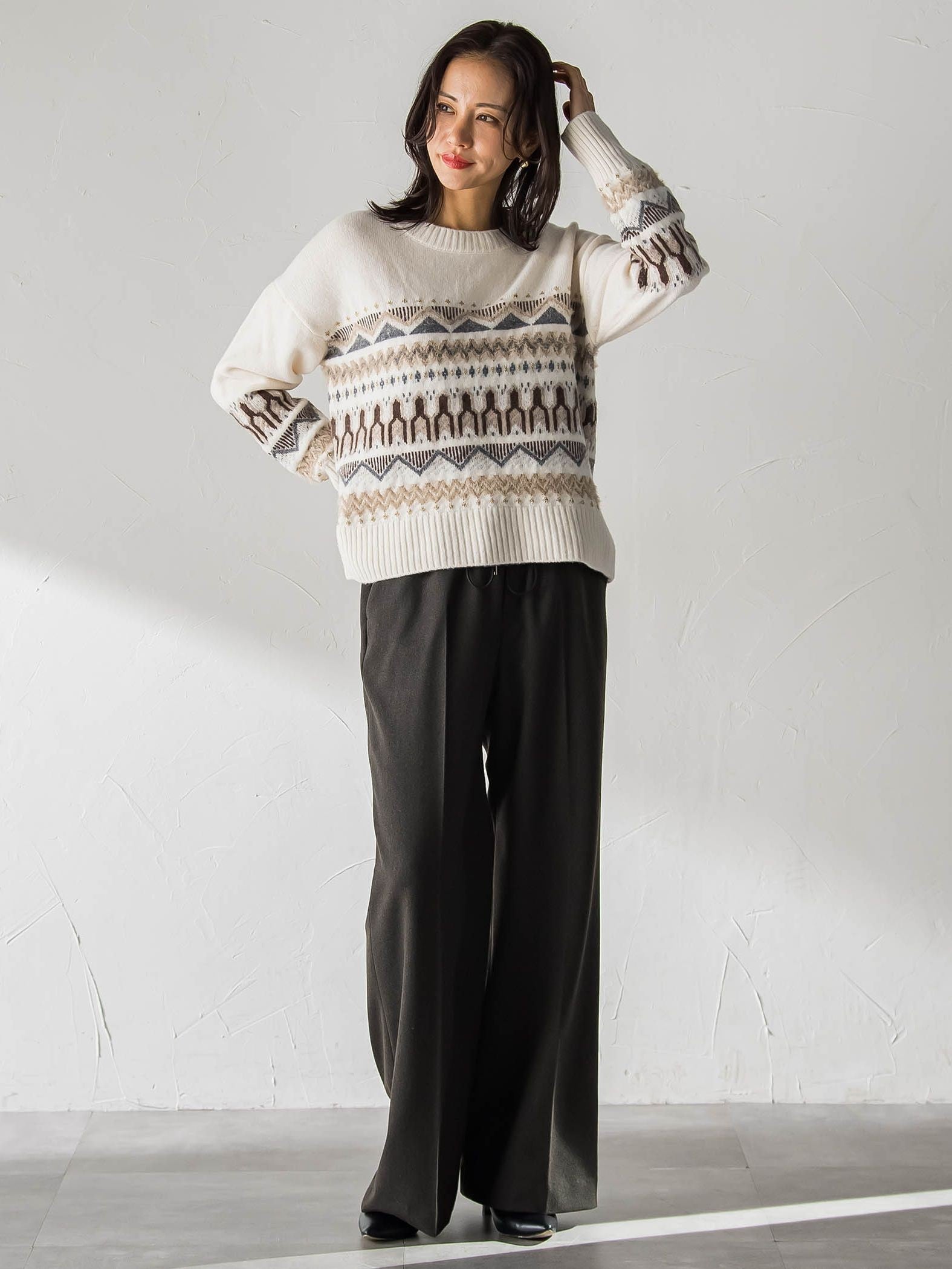 ノルディック柄ニット≪洗える≫