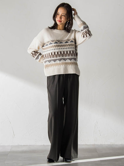 ノルディック柄ニット≪洗える≫