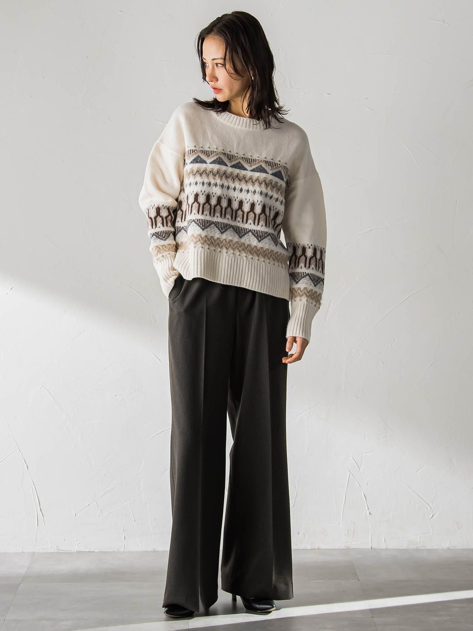 ノルディック柄ニット≪洗える≫