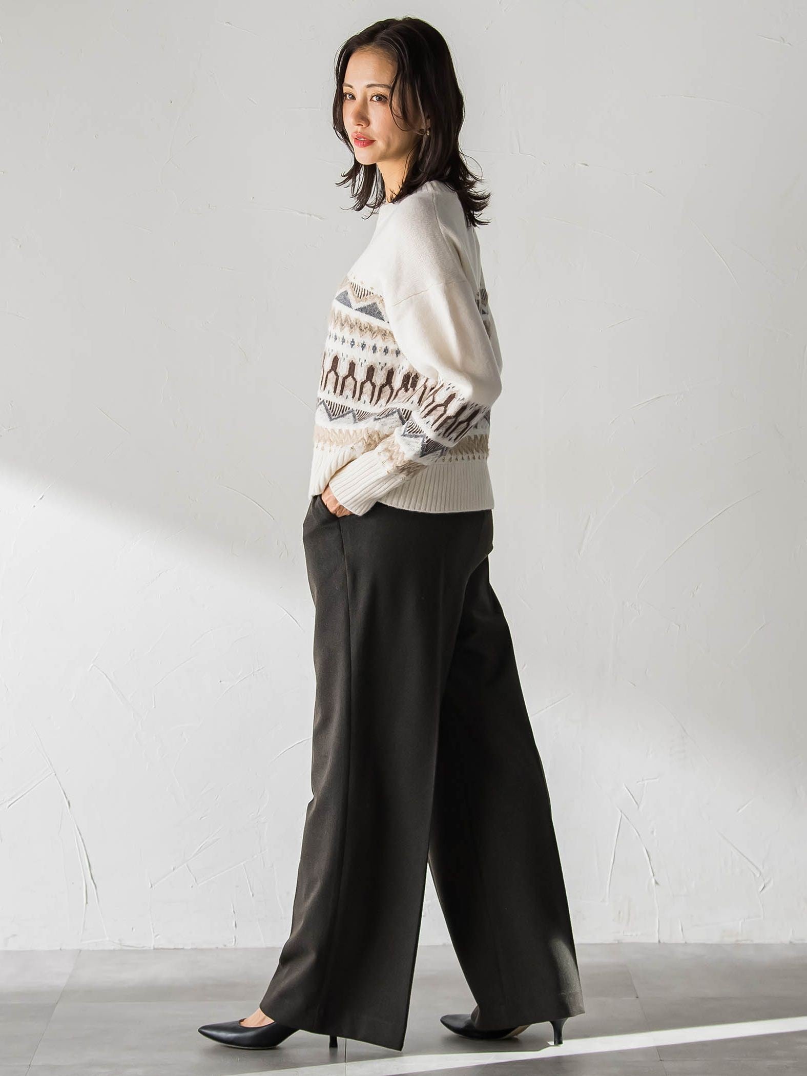 ノルディック柄ニット≪洗える≫