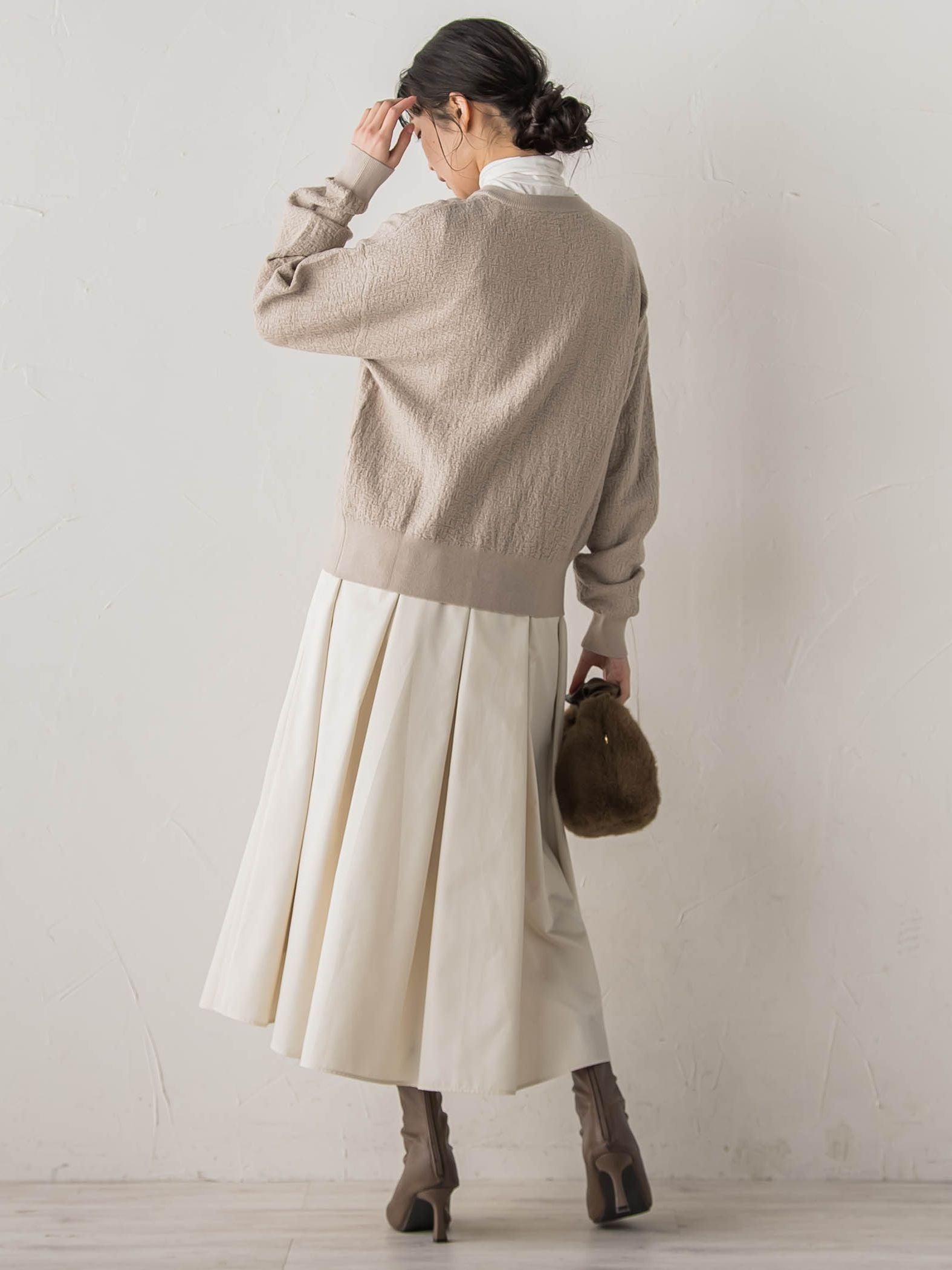 フクレジャガードニットカーディガン≪手洗い可能≫