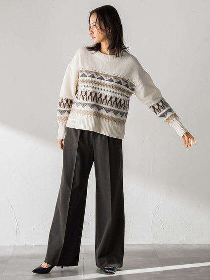 ノルディック柄ニット≪洗える≫